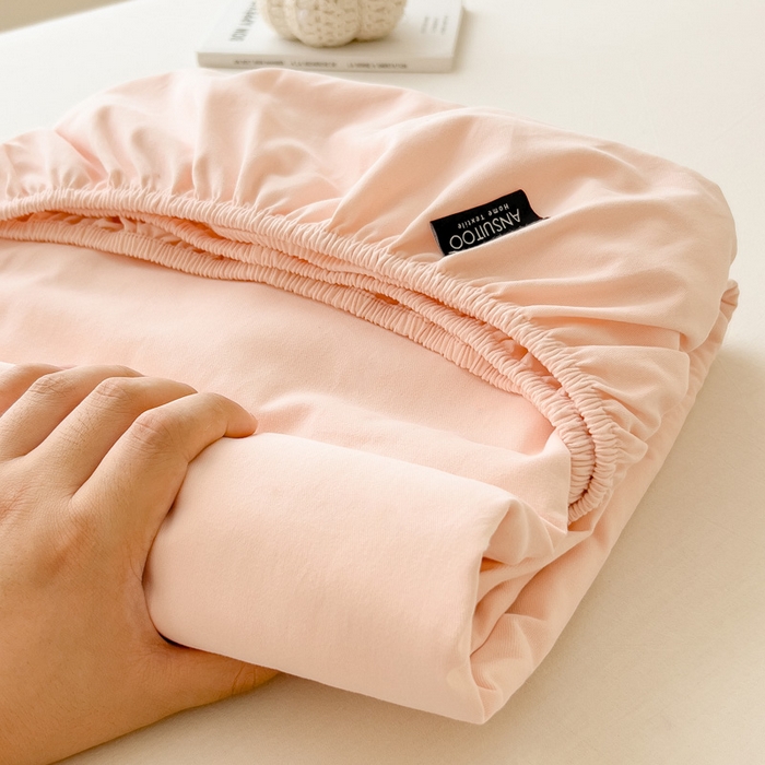 91家纺网 家纺一手货源 找家纺 席世家 2025新款全棉纯棉磨毛单品床笠单件床笠单品床单单件床单 西柚粉