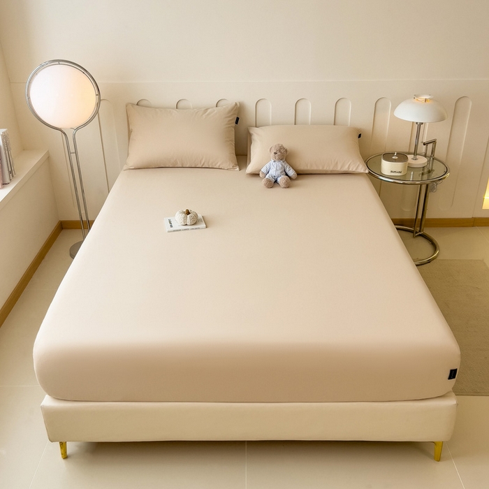 91家纺网 家纺一手货源 找家纺 席世家 2025新款全棉纯棉磨毛单品床笠单件床笠单品床单单件床单 燕麦色