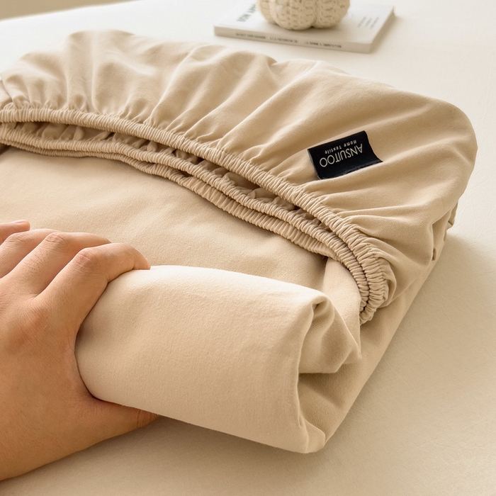 91家纺网 家纺一手货源 找家纺 席世家 2025新款全棉纯棉磨毛单品床笠单件床笠单品床单单件床单 燕麦色