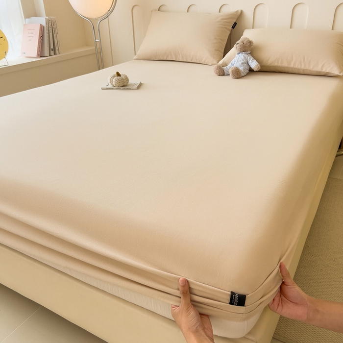 91家纺网 家纺一手货源 找家纺 席世家 2025新款全棉纯棉磨毛单品床笠单件床笠单品床单单件床单 燕麦色