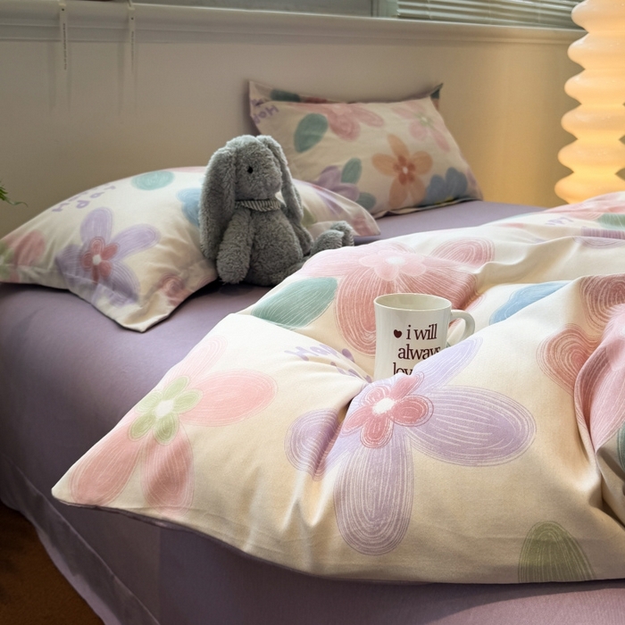 91家纺网 家纺一手货源 找家纺 棉生活家纺 2025新款铂金全棉纯棉磨毛四件套 洛城阳光-紫