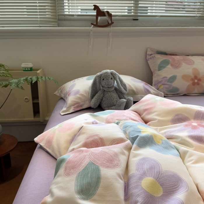 91家纺网 家纺一手货源 找家纺 棉生活家纺 2025新款铂金全棉纯棉磨毛四件套 洛城阳光-紫