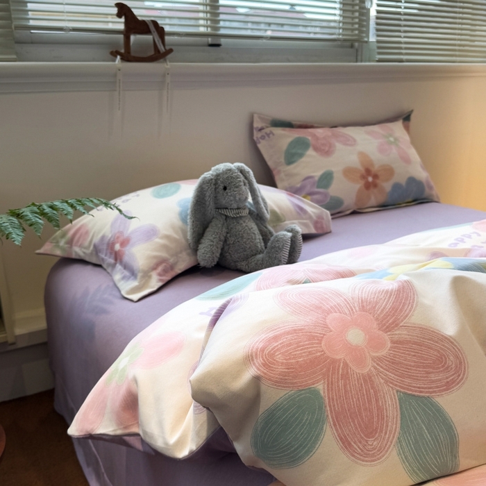 91家纺网 家纺一手货源 找家纺 棉生活家纺 2025新款铂金全棉纯棉磨毛四件套 洛城阳光-紫