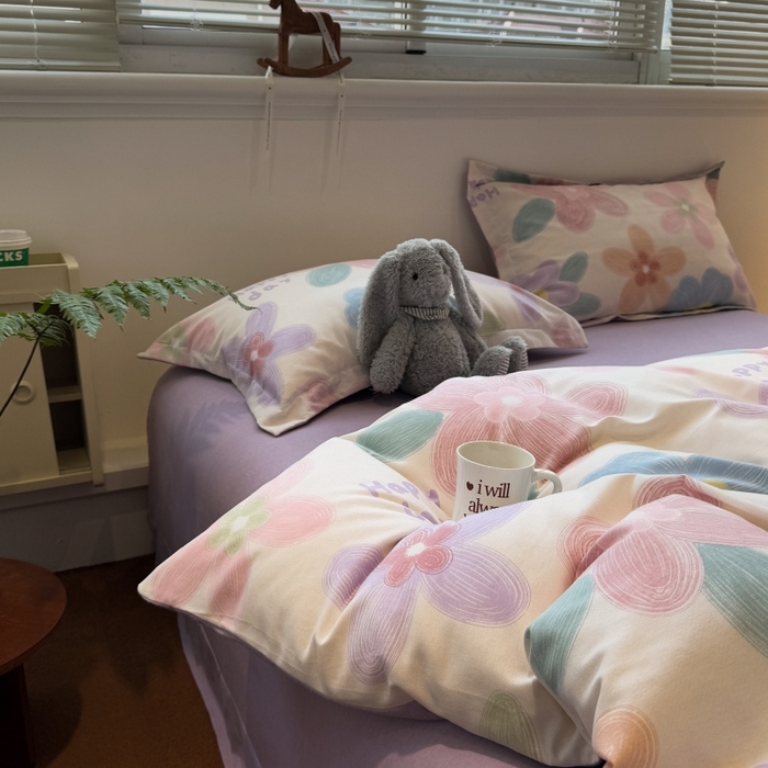 91家纺网 家纺一手货源 找家纺 棉生活家纺 2025新款铂金全棉纯棉磨毛四件套 洛城阳光-紫