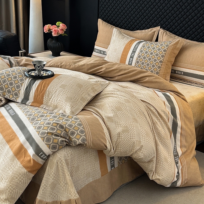 91家纺网 家纺一手货源 找家纺 棉生活家纺 2025新款铂金全棉纯棉磨毛四件套 摩登气息