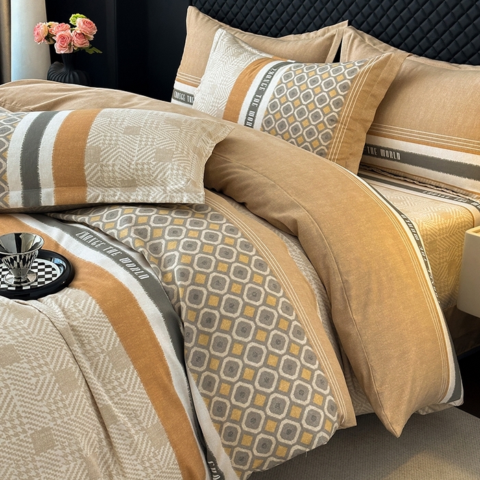 91家纺网 家纺一手货源 找家纺 棉生活家纺 2025新款铂金全棉纯棉磨毛四件套 摩登气息