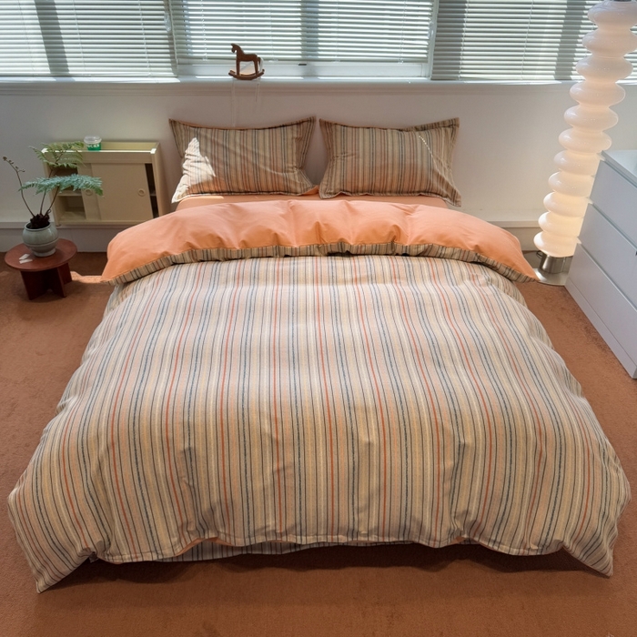 棉生活家纺 2025新款铂金全棉纯棉磨毛四件套 莫卡迪-桔