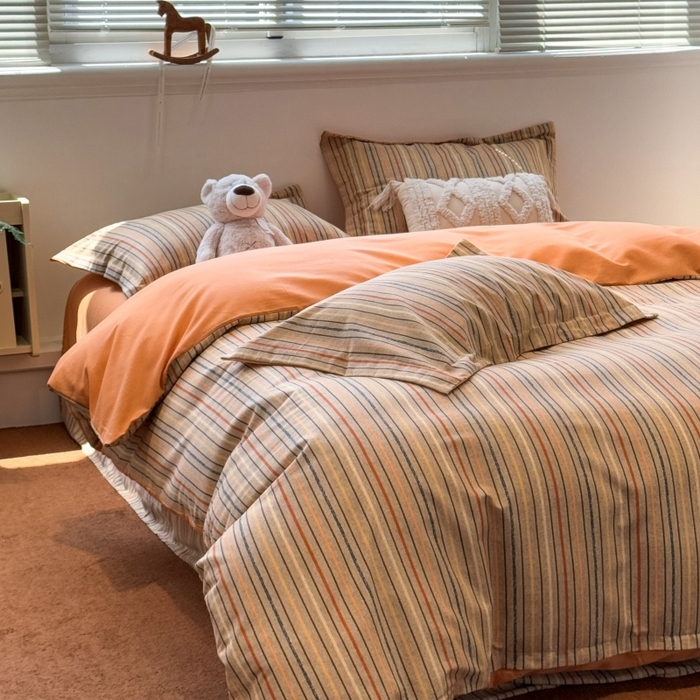 91家纺网 家纺一手货源 找家纺 棉生活家纺 2025新款铂金全棉纯棉磨毛四件套 莫卡迪-桔