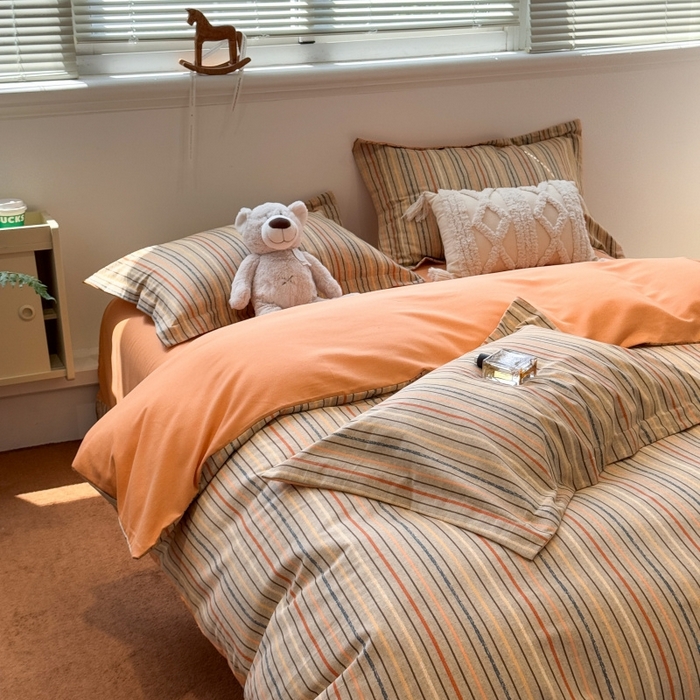 91家纺网 家纺一手货源 找家纺 棉生活家纺 2025新款铂金全棉纯棉磨毛四件套 莫卡迪-桔