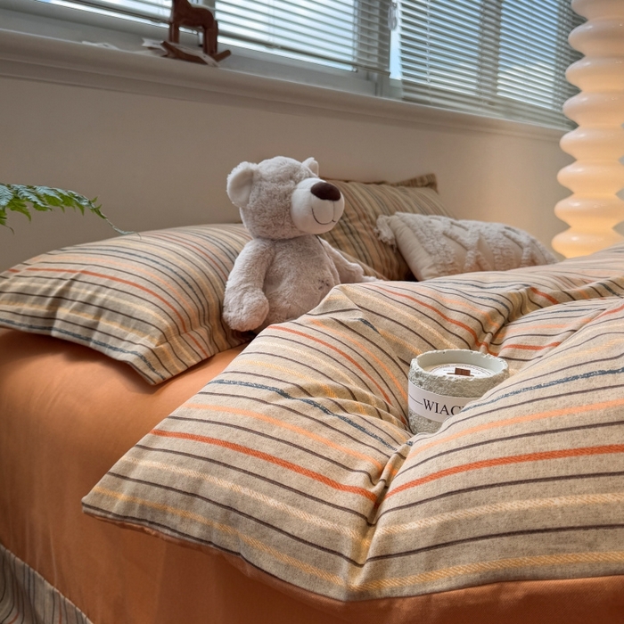 91家纺网 家纺一手货源 找家纺 棉生活家纺 2025新款铂金全棉纯棉磨毛四件套 莫卡迪-桔