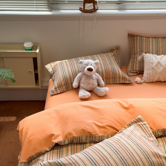 91家纺网 家纺一手货源 找家纺 棉生活家纺 2025新款铂金全棉纯棉磨毛四件套 莫卡迪-桔