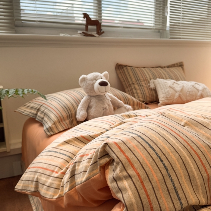 91家纺网 家纺一手货源 找家纺 棉生活家纺 2025新款铂金全棉纯棉磨毛四件套 莫卡迪-桔