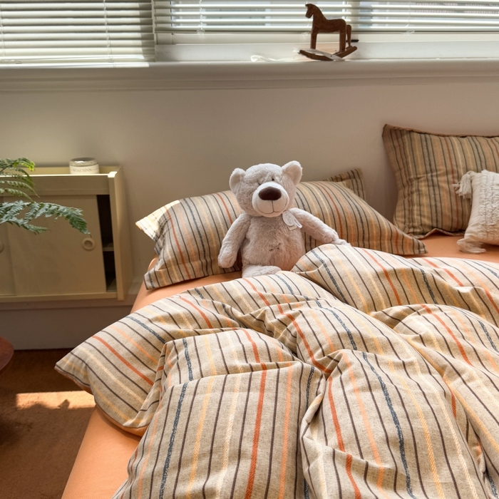 91家纺网 家纺一手货源 找家纺 棉生活家纺 2025新款铂金全棉纯棉磨毛四件套 莫卡迪-桔