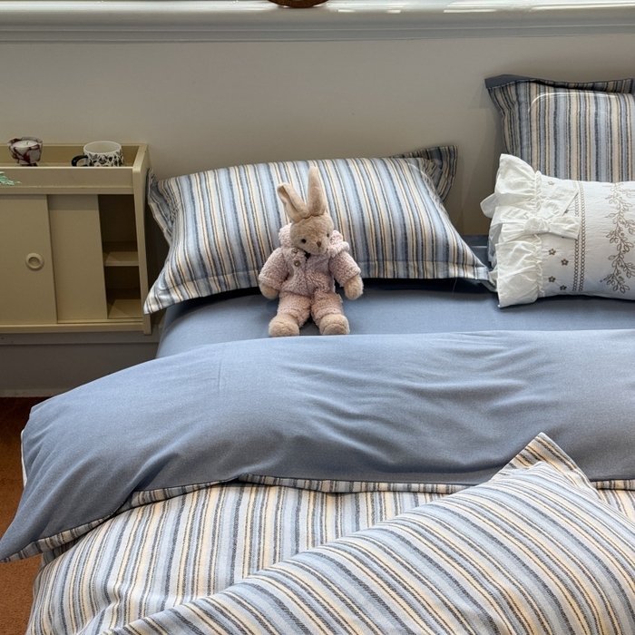 91家纺网 家纺一手货源 找家纺 棉生活家纺 2025新款铂金全棉纯棉磨毛四件套 莫卡迪-兰