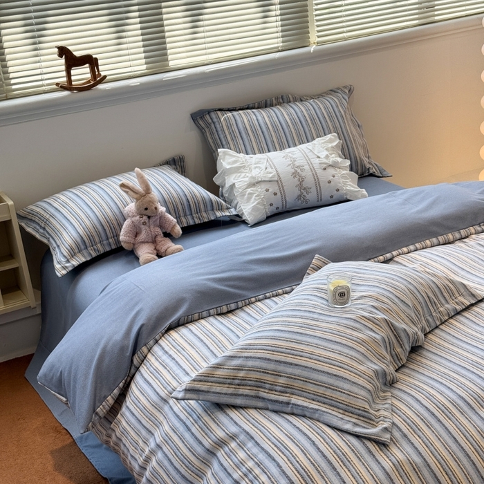 91家纺网 家纺一手货源 找家纺 棉生活家纺 2025新款铂金全棉纯棉磨毛四件套 莫卡迪-兰