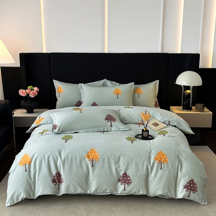 棉生活家纺 2025新款铂金全棉纯棉磨毛四件套 七彩树