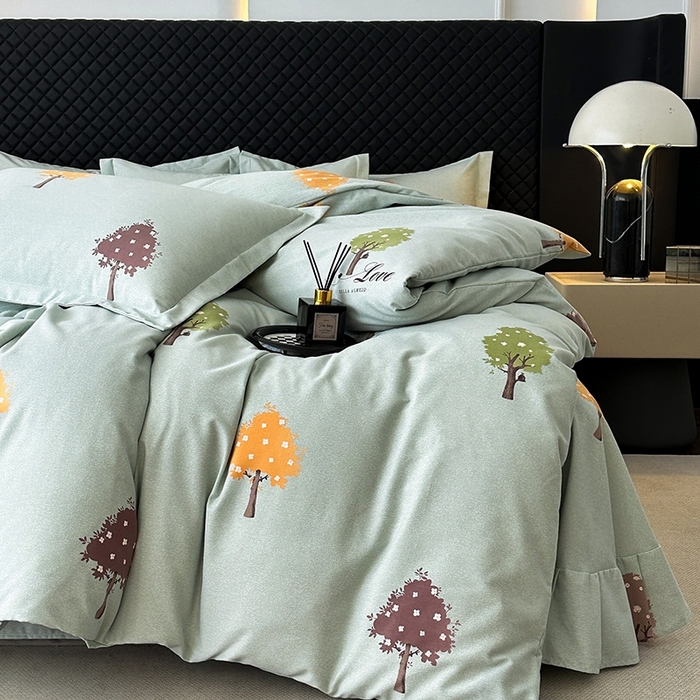 91家纺网 家纺一手货源 找家纺 棉生活家纺 2025新款铂金全棉纯棉磨毛四件套 七彩树