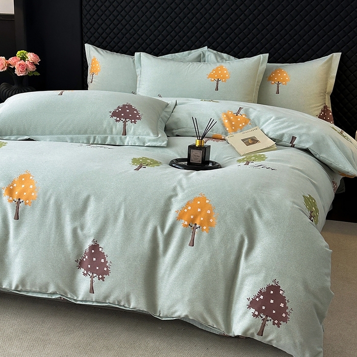 91家纺网 家纺一手货源 找家纺 棉生活家纺 2025新款铂金全棉纯棉磨毛四件套 七彩树