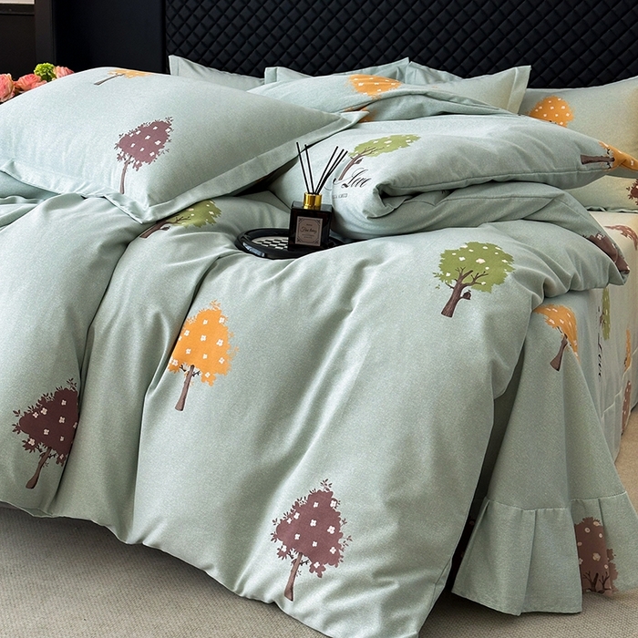 91家纺网 家纺一手货源 找家纺 棉生活家纺 2025新款铂金全棉纯棉磨毛四件套 七彩树