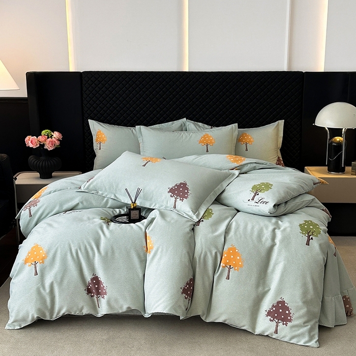 91家纺网 家纺一手货源 找家纺 棉生活家纺 2025新款铂金全棉纯棉磨毛四件套 七彩树