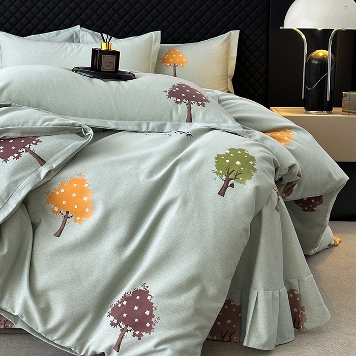 91家纺网 家纺一手货源 找家纺 棉生活家纺 2025新款铂金全棉纯棉磨毛四件套 七彩树