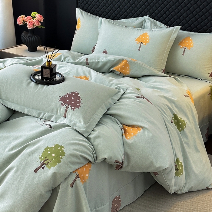 91家纺网 家纺一手货源 找家纺 棉生活家纺 2025新款铂金全棉纯棉磨毛四件套 七彩树