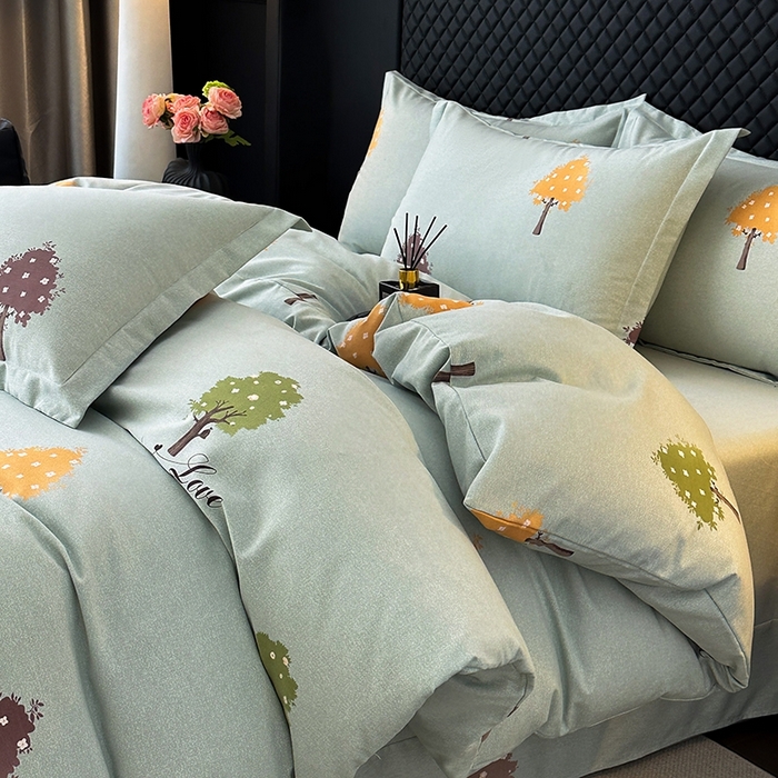 91家纺网 家纺一手货源 找家纺 棉生活家纺 2025新款铂金全棉纯棉磨毛四件套 七彩树