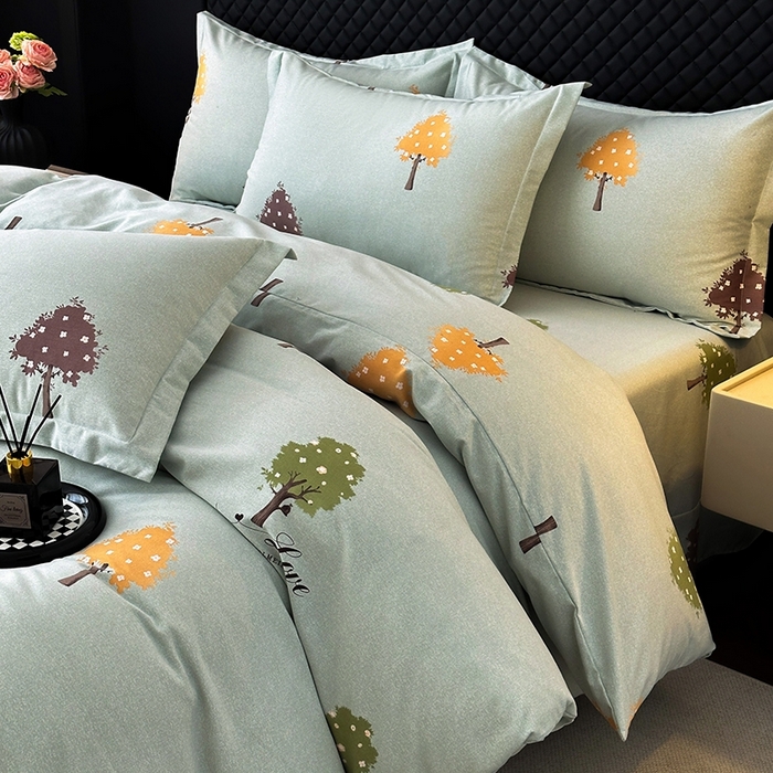 91家纺网 家纺一手货源 找家纺 棉生活家纺 2025新款铂金全棉纯棉磨毛四件套 七彩树