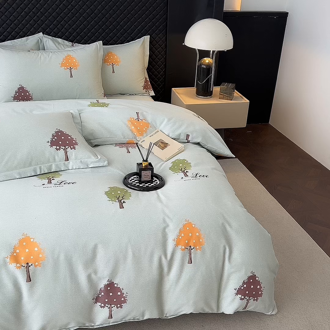 91家纺网 家纺一手货源 找家纺 棉生活家纺 2025新款铂金全棉纯棉磨毛四件套 七彩树