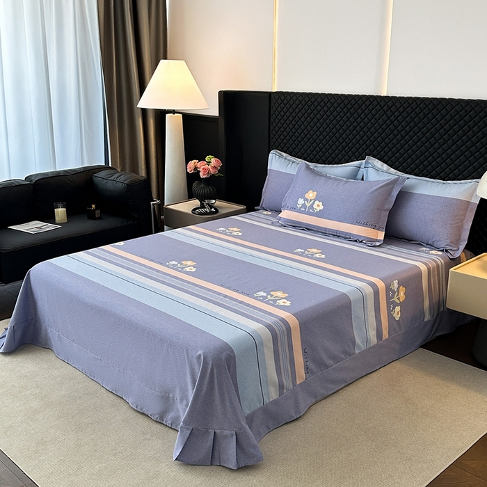 91家纺网 家纺一手货源 找家纺 棉生活家纺 2025新款铂金全棉纯棉磨毛四件套 浅艺雏菊