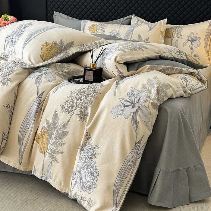 91家纺网 家纺一手货源 找家纺 棉生活家纺 2025新款铂金全棉纯棉磨毛四件套 且听风铃