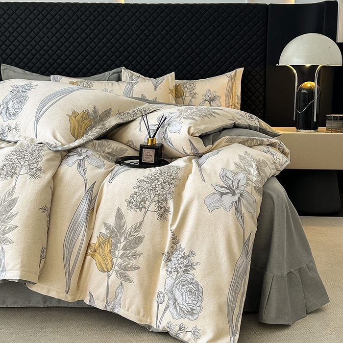 91家纺网 家纺一手货源 找家纺 棉生活家纺 2025新款铂金全棉纯棉磨毛四件套 且听风铃