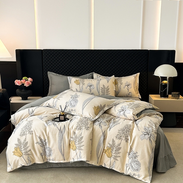 91家纺网 家纺一手货源 找家纺 棉生活家纺 2025新款铂金全棉纯棉磨毛四件套 且听风铃