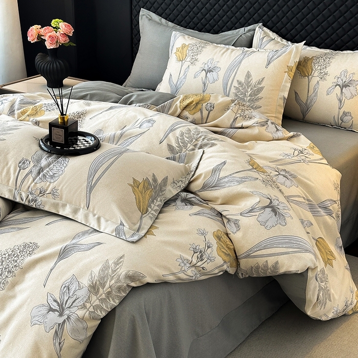 91家纺网 家纺一手货源 找家纺 棉生活家纺 2025新款铂金全棉纯棉磨毛四件套 且听风铃