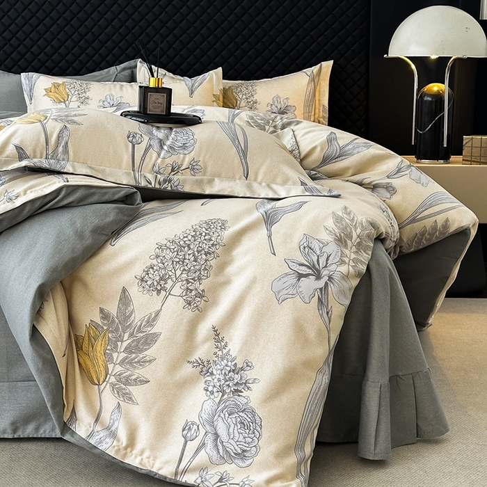 91家纺网 家纺一手货源 找家纺 棉生活家纺 2025新款铂金全棉纯棉磨毛四件套 且听风铃