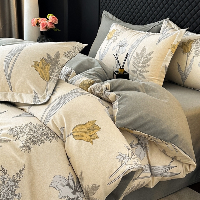 91家纺网 家纺一手货源 找家纺 棉生活家纺 2025新款铂金全棉纯棉磨毛四件套 且听风铃