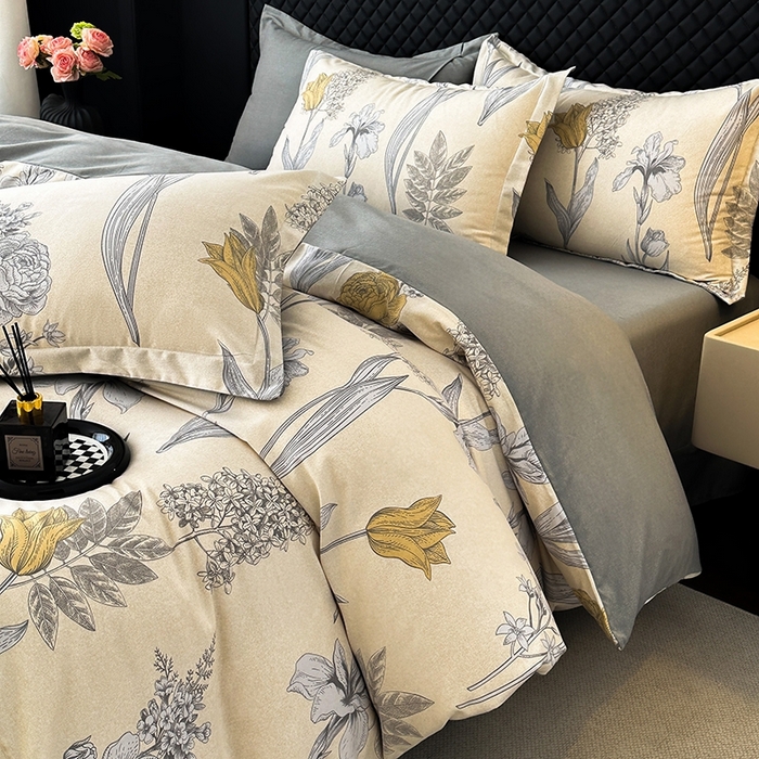 91家纺网 家纺一手货源 找家纺 棉生活家纺 2025新款铂金全棉纯棉磨毛四件套 且听风铃