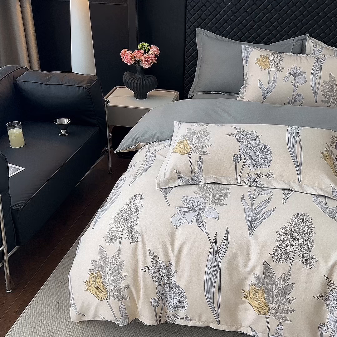 91家纺网 家纺一手货源 找家纺 棉生活家纺 2025新款铂金全棉纯棉磨毛四件套 且听风铃