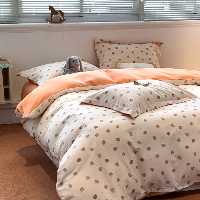 91家纺网 家纺一手货源 找家纺 棉生活家纺 2025新款铂金全棉纯棉磨毛四件套 小南瓜