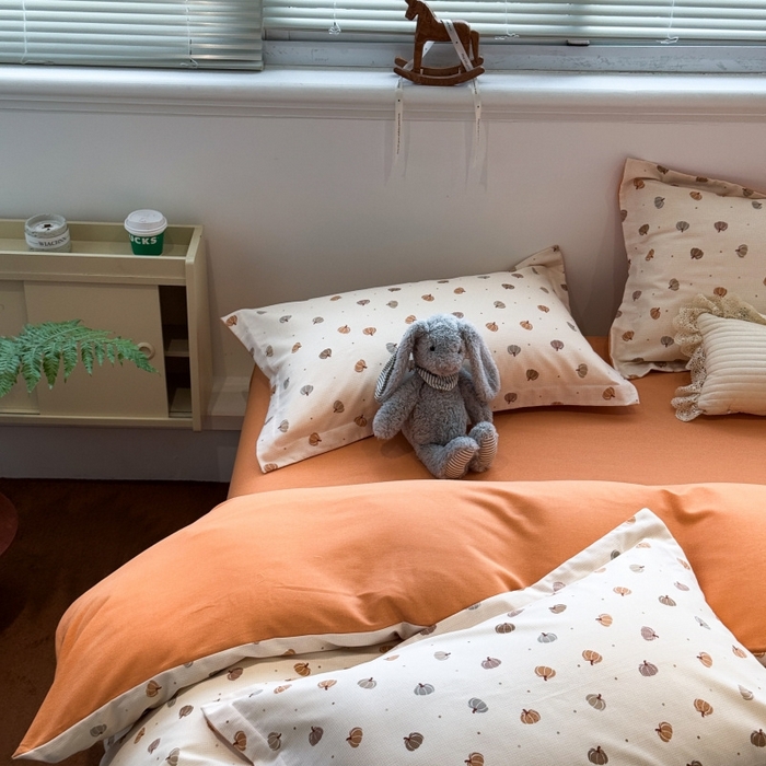 91家纺网 家纺一手货源 找家纺 棉生活家纺 2025新款铂金全棉纯棉磨毛四件套 小南瓜