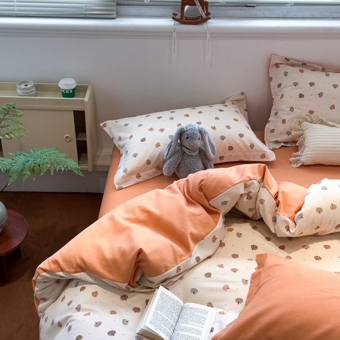 91家纺网 家纺一手货源 找家纺 棉生活家纺 2025新款铂金全棉纯棉磨毛四件套 小南瓜