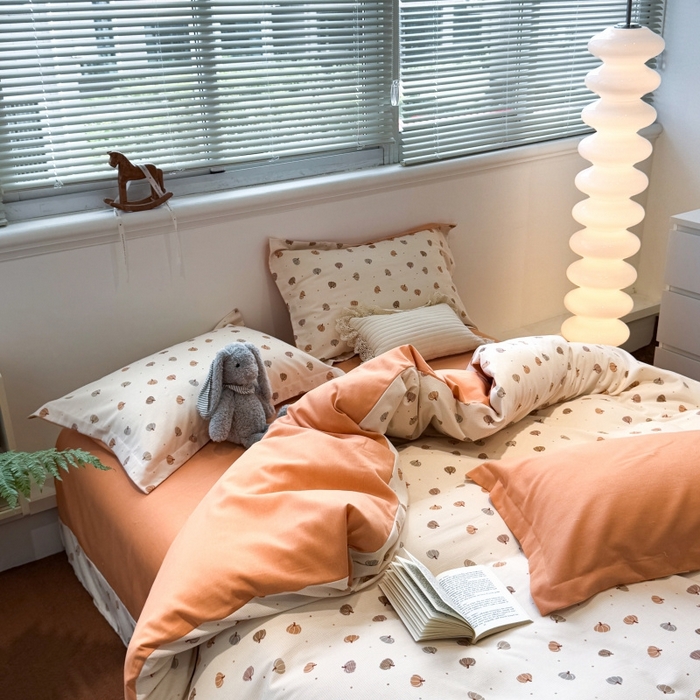 91家纺网 家纺一手货源 找家纺 棉生活家纺 2025新款铂金全棉纯棉磨毛四件套 小南瓜