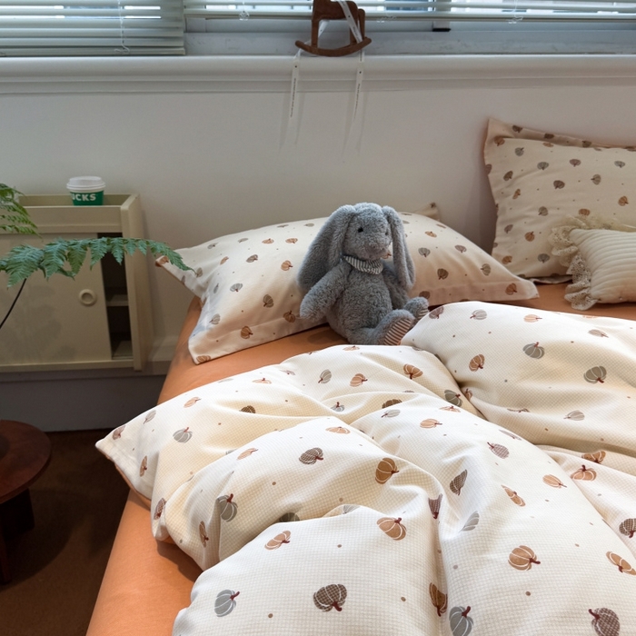 91家纺网 家纺一手货源 找家纺 棉生活家纺 2025新款铂金全棉纯棉磨毛四件套 小南瓜