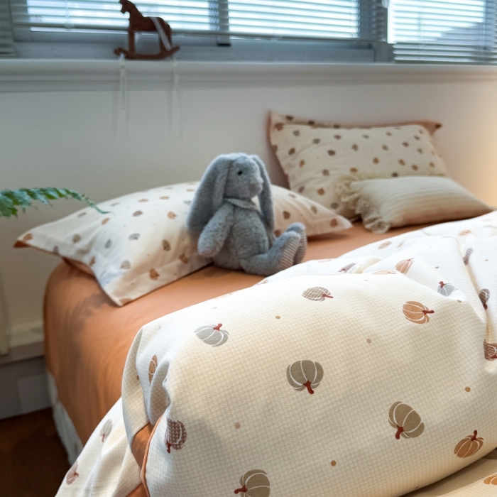 91家纺网 家纺一手货源 找家纺 棉生活家纺 2025新款铂金全棉纯棉磨毛四件套 小南瓜