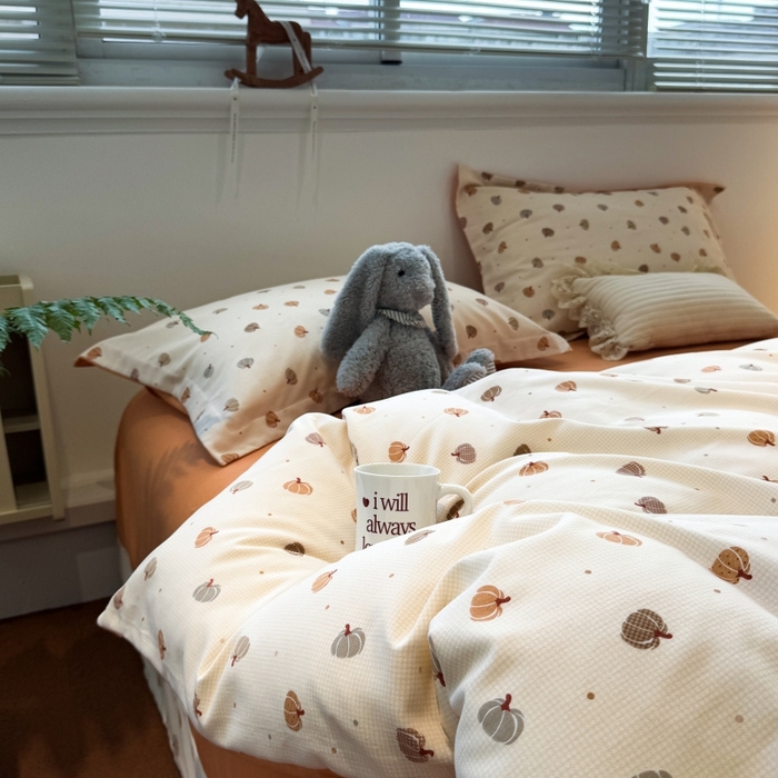 91家纺网 家纺一手货源 找家纺 棉生活家纺 2025新款铂金全棉纯棉磨毛四件套 小南瓜