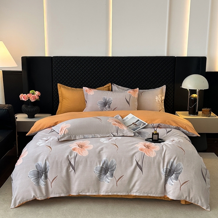 棉生活家纺 2025新款铂金全棉纯棉磨毛四件套 欣欣向荣