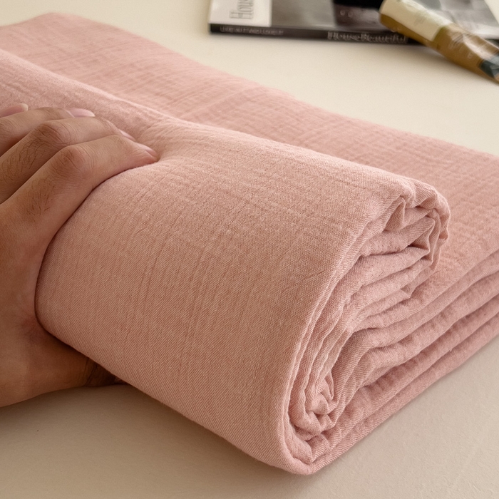 91家纺网 家纺一手货源 找家纺 席世家 2025新款皱皱纱单品床单单件床单 芭乐粉