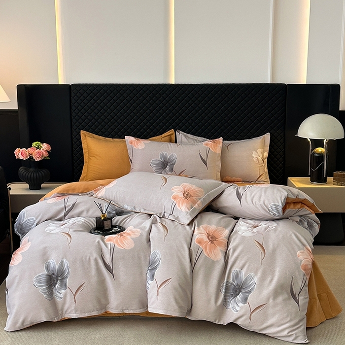 91家纺网 家纺一手货源 找家纺 棉生活家纺 2025新款铂金全棉纯棉磨毛四件套 欣欣向荣