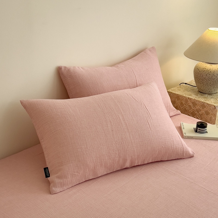 91家纺网 家纺一手货源 找家纺 席世家 2025新款皱皱纱单品床单单件床单 芭乐粉