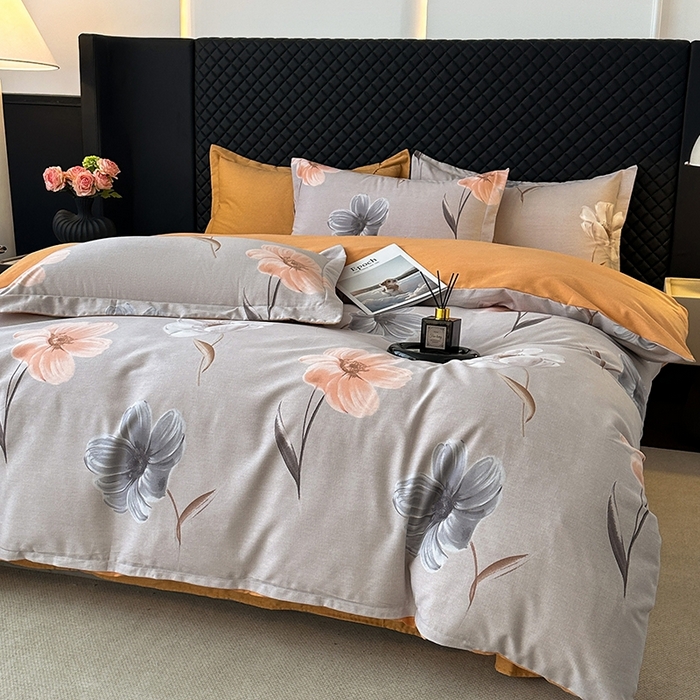 91家纺网 家纺一手货源 找家纺 棉生活家纺 2025新款铂金全棉纯棉磨毛四件套 欣欣向荣